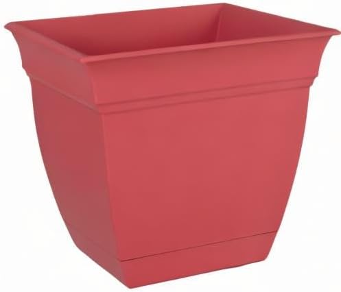 The HC Companies 8 Inch Eclipse Square Planter with Saucer – Indoor Outdoor Plant Pot for Flowers Vegetables Herbs, Rose