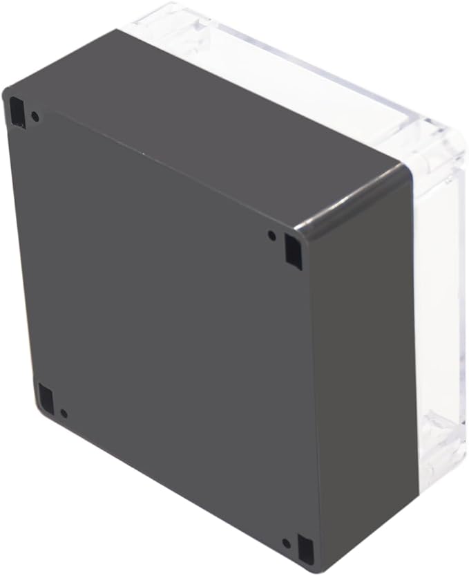 Project Box IP65 Waterproof Junction Box ABS Plastic Black Electrical Boxes DIY Electronic Project Case Power Enclosure Clear Cover 6.3"x6.30"x3.54"