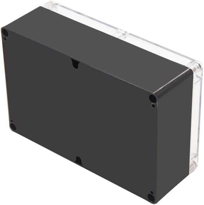 Project Box IP65 Waterproof Junction Box ABS Plastic Black Electrical Boxes DIY Electronic Project Case Power Enclosure Clear Cover 9.06"x5.91"x3.35"