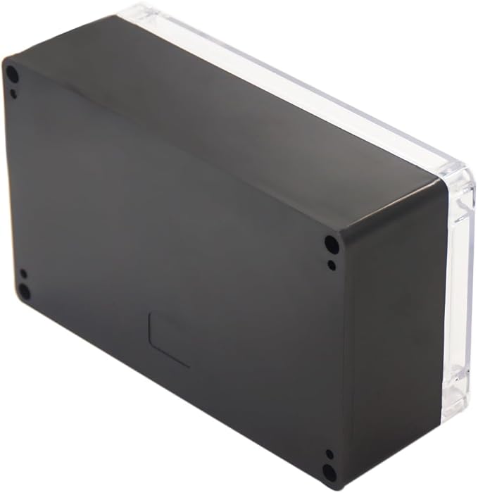 Project Box IP65 Waterproof Junction Box ABS Plastic Black Electrical Boxes DIY Electronic Project Case Power Enclosure Clear Cover 7.87"x4.72"x2.95"