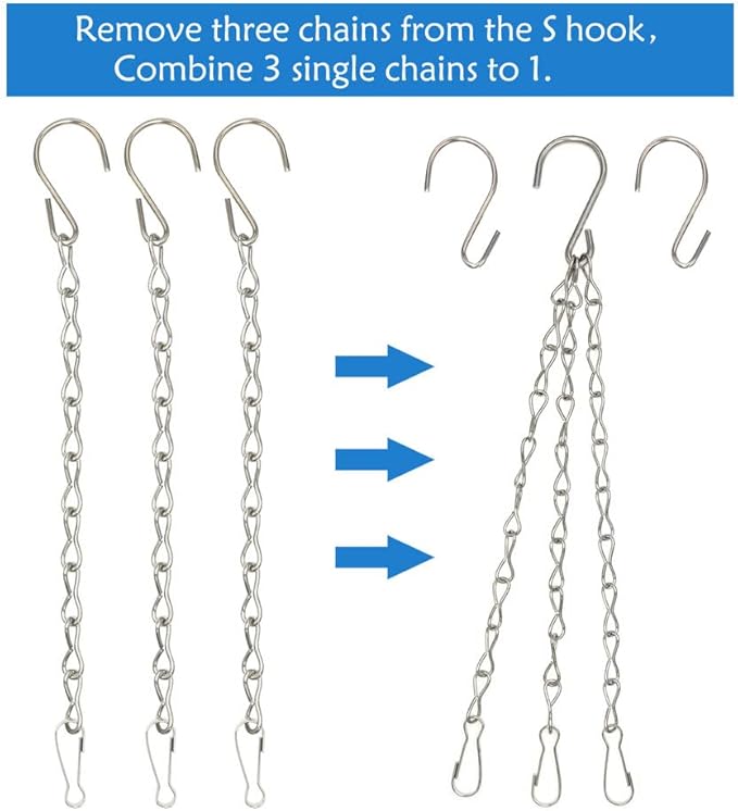 6 Pack 19.7 Inch Silver Hanging Chain for Hanging Bird Feeders, Bird Houses, Planters, Baskets, Birdbaths, Lanterns, Wind Chimes, Billboards, Signs and Ornaments