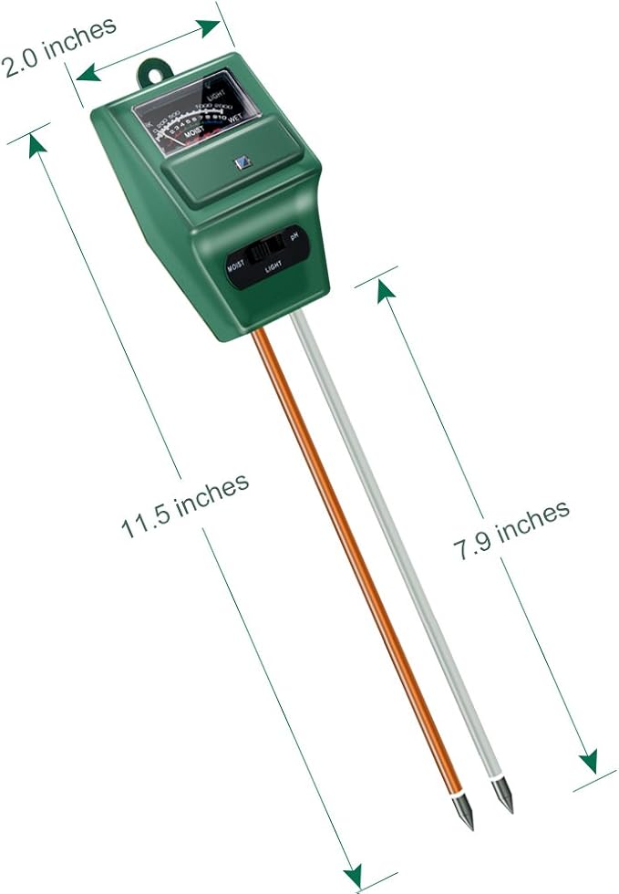 Soil pH Meter, MS02 3-in-1 Soil Moisture/Light/pH Tester Gardening Tool Kits for Plant Care, Great for Garden, Lawn, Farm, Indoor & Outdoor Use (Green), 2 Packs