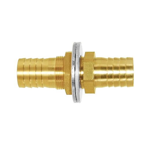 Joywayus 3/4'' Hose Barb Thru-Bulk Head Fuel Hex Union Fitting Intersection/Split Brass Water/Fuel/Air (Pack of 2)
