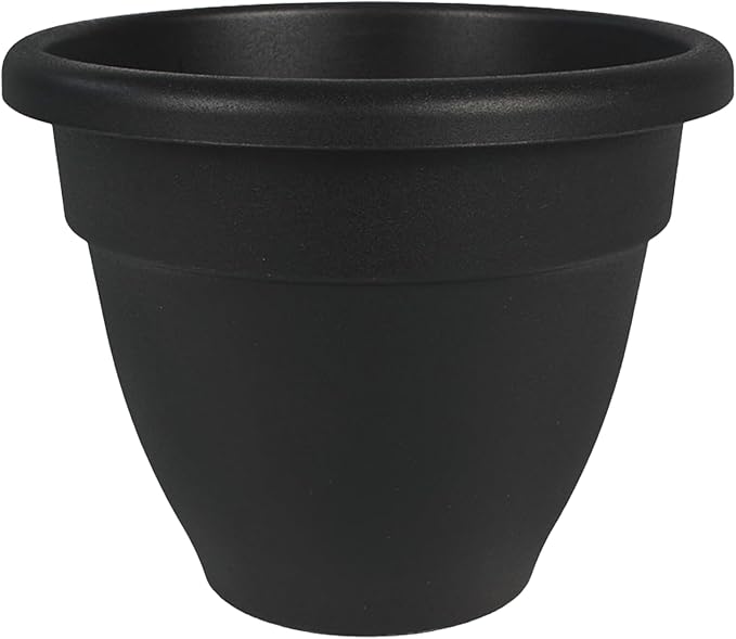 The HC Companies 10 Inch Caribbean Planter - Lightweight Indoor Outdoor Plastic Plant Pot for Herbs and Flowers, Black