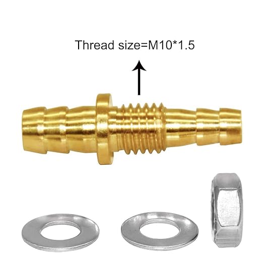 Joywayus Thru-Bulk Bulkhead Hose Barb 5/16"×3/8" Reducing Barb Hex Union Brass Fitting