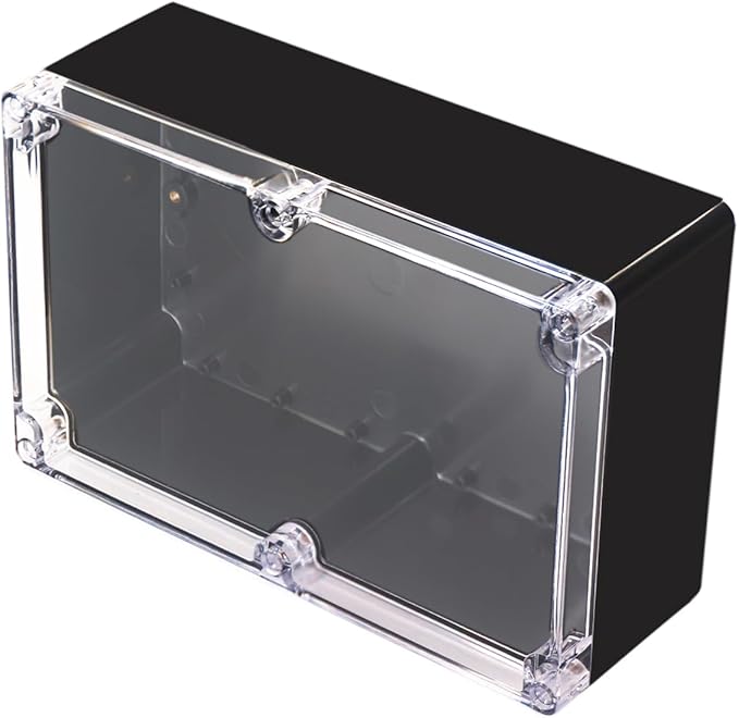 Project Box IP65 Waterproof Junction Box ABS Plastic Black Electrical Boxes DIY Electronic Project Case Power Enclosure Clear Cover 9.06"x5.91"x3.35"