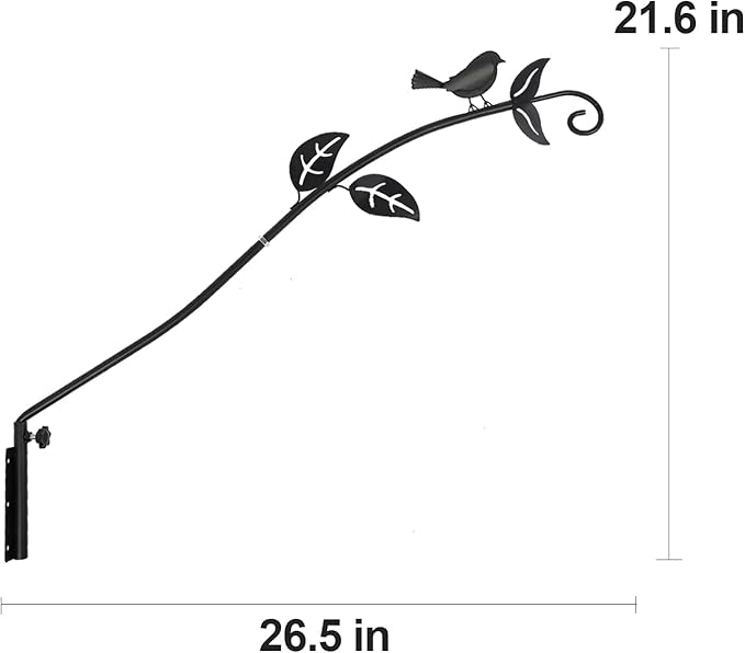 MorTime Extended Reach Wall Mounted Deck Hook, 26.5 Inches Multidirectional Heavy Duty Metal Bird Wall Bracket Wall Mounted Pole for Outdoor Lanterns Wind Chimes Bird Feeders