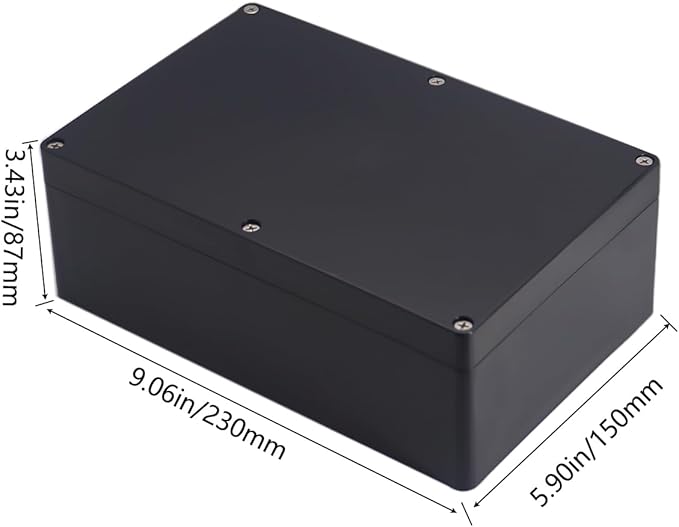 Project Box IP65 Waterproof Junction Box ABS Plastic Black Electrical Boxes DIY Electronic Project Case Power Enclosure 9.06x5.91x3.35 inch (230x150x87 mm)