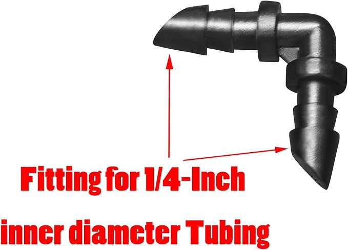 Mini Skater 1/4-Inch Barbed Elbows Fitting Perfect for Drip Irrigation Tubing System,Flower Beds, Vegetable Gardens, Herbs Gardens 100 PCS/Bag