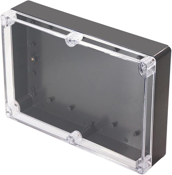 Project Box IP65 Waterproof Junction Box ABS Plastic Black Electrical Boxes DIY Electronic Project Case Power Enclosure Clear Cover 10.35“x7.17”x2.36“
