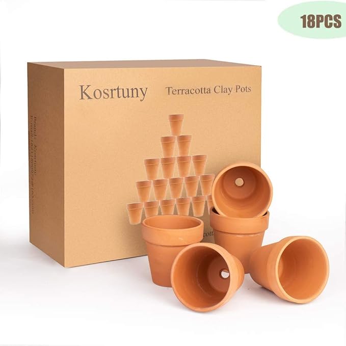 3 Inches Terracotta Clay Pots Pack of 18 pcs- Pottery Fleshy Flower Planter with Drainage Hole,for DIY Home and Office Desktop/Windowsill/Ornament Decoration Wedding