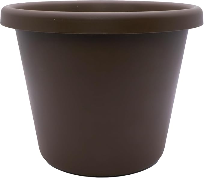The HC Companies 20 Inch Round Classic Planter - Large Plastic Plant Pot for Indoor Outdoor Plants Flowers Herbs, Chocolate