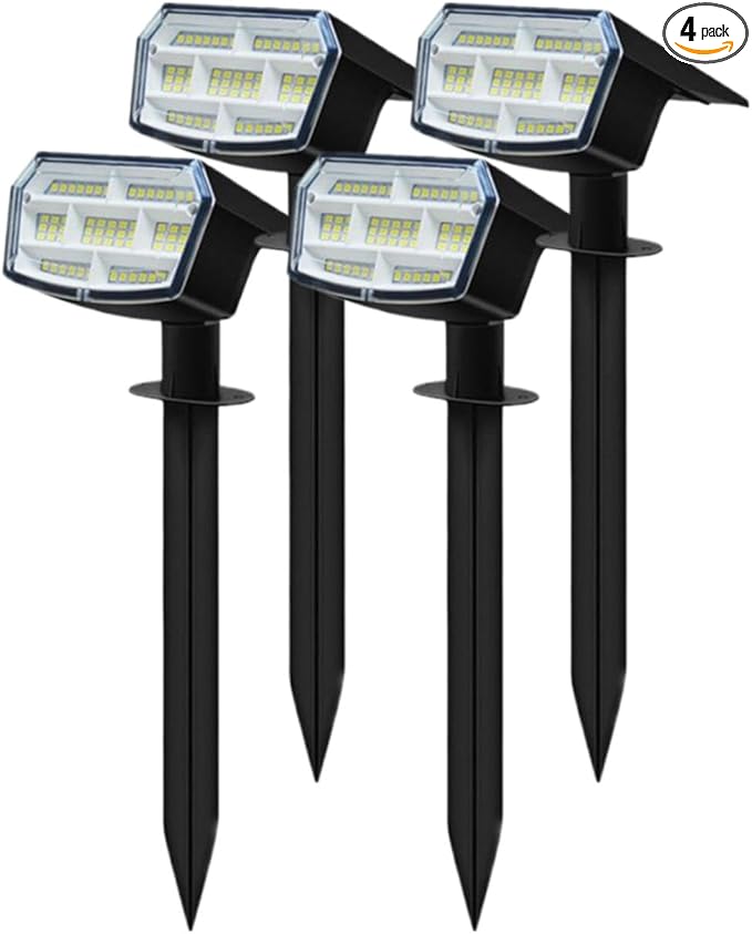 Outdoor Light Solar-Powered 3 Levels of Brightness,Waterproof IP65 can be Installed on Walls, Beside walkways, on lawns and Near Green Plants- 4 Pack (Warm)