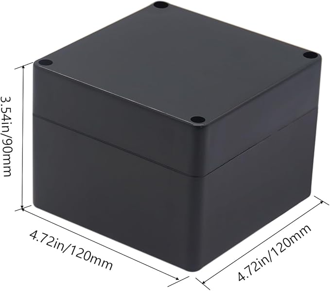Project Box IP65 Waterproof Junction Box ABS Plastic Black Electrical Boxes DIY Electronic Project Case Power Enclosure 4.72x4.72x3.54 inch (120 x 120 x 90 mm)