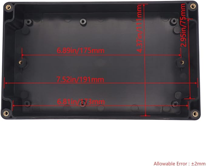 Project Box IP65 Waterproof Junction Box ABS Plastic Black Electrical Boxes DIY Electronic Project Case Power Enclosure 7.87x4.72x2.2 inch (200x120x56 mm)