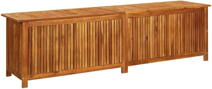 vidaXL Outdoor Storage Box, Deck Box with Gas-Lift Lid, Storage Chest with Water-Resistant Zippered Bag Inside, 78.7''x19.7''x22.8'', Solid Acacia Wood