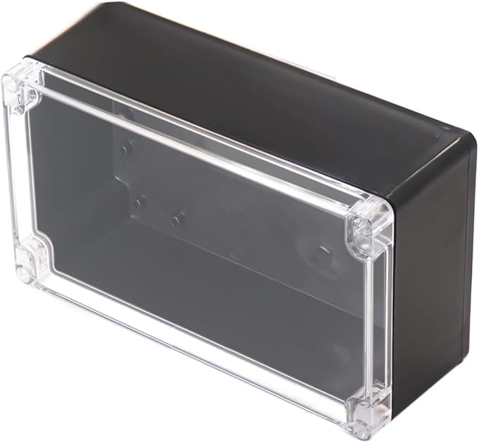 Project Box IP65 Waterproof Junction Box ABS Plastic Black Electrical Boxes DIY Electronic Project Case Power Enclosure Clear Cover 7.87"x4.72"x2.95"