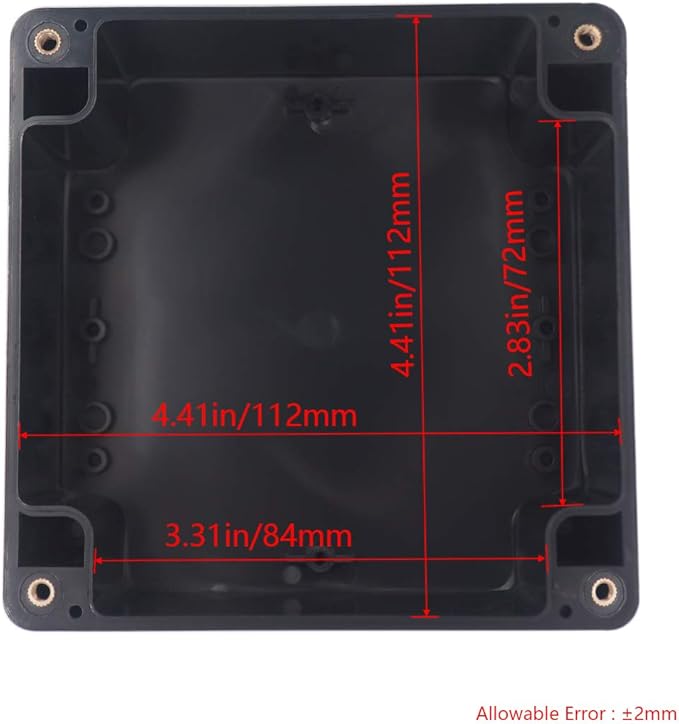Project Box IP65 Waterproof Junction Box ABS Plastic Black Electrical Boxes DIY Electronic Project Case Power Enclosure 4.72x4.72x3.54 inch (120 x 120 x 90 mm)