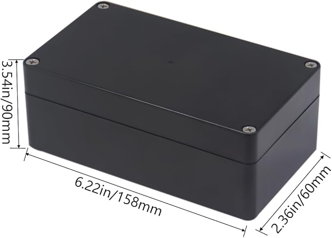Project Box IP65 Waterproof Junction Box ABS Plastic Black Electrical Boxes DIY Electronic Project Case Power Enclosure 6.22x3.54x2.36 inch (158 x 90 x60 mm)