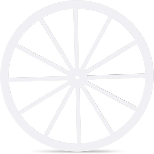 Wood Wagon Wheel Decorative Old Western Style Wagon Wheel Decor Vintage Rustic Wall Hanging Wood Cartwheel Decor for Garden Bar Patio Garage Farmhouse(24 Inch,Old White)