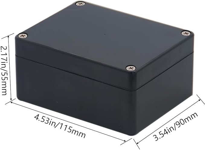 Project Box IP65 Waterproof Junction Box ABS Plastic Black Electrical Boxes DIY Electronic Project Case Power Enclosure 4.53x3.54x2.17 inch (115 x 90 x 55 mm)