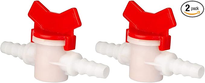 2 Pack Barbed Ball Valve 1/4" OD In-Line Ball Valve Shut-Off Switch with Hose Barb for Drip Irrigation and Aquariums Agricultura Garden
