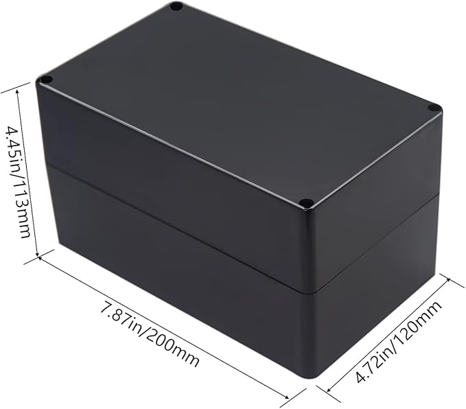 Project Box IP65 Waterproof Junction Box ABS Plastic Black Electrical Boxes DIY Electronic Project Case Power Enclosure 7.87x4.72x4.45 inch (200x120x113 mm)