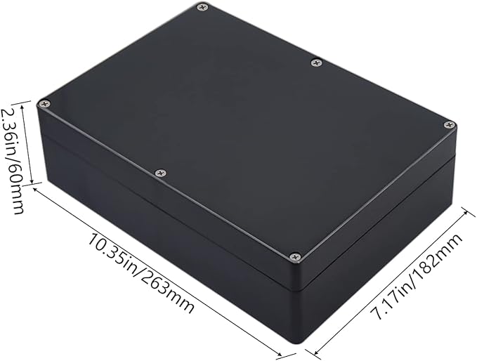 Project Box IP65 Waterproof Junction Box ABS Plastic Black Electrical Boxes DIY Electronic Project Case Power Enclosure 10.35x7.17x2.36 inch (263x182x60 mm)