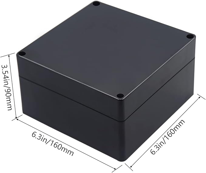 Project Box IP65 Waterproof Junction Box ABS Plastic Black Electrical Boxes DIY Electronic Project Case Power Enclosure 6.3x6.3x3.54 inch (160x160x90 mm)