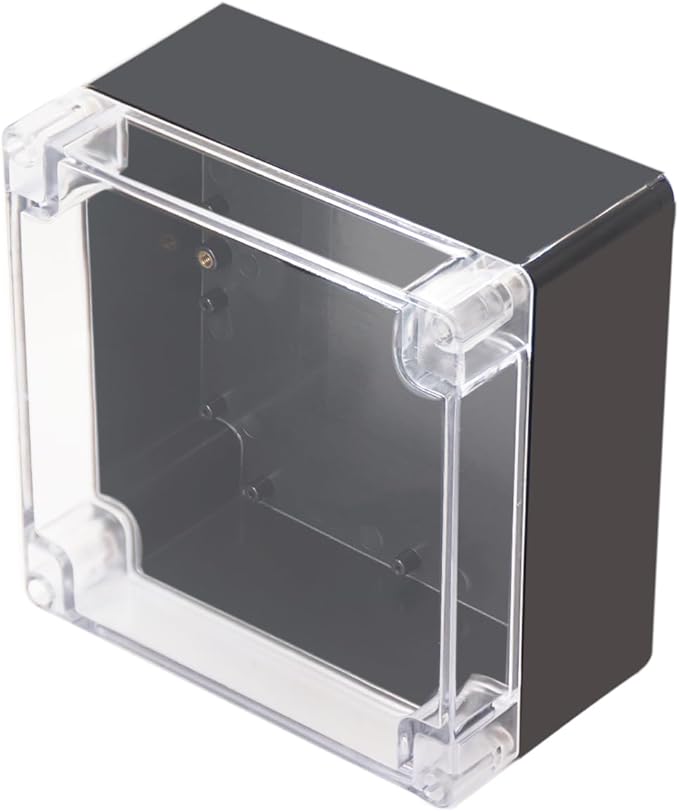 Project Box IP65 Waterproof Junction Box ABS Plastic Black Electrical Boxes DIY Electronic Project Case Power Enclosure Clear Cover 6.3"x6.30"x3.54"