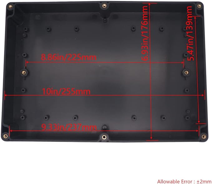 Project Box IP65 Waterproof Junction Box ABS Plastic Black Electrical Boxes DIY Electronic Project Case Power Enclosure Clear Cover 10.35“x7.17”x2.36“