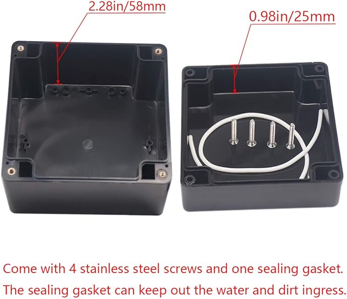 Project Box IP65 Waterproof Junction Box ABS Plastic Black Electrical Boxes DIY Electronic Project Case Power Enclosure 4.72x4.72x3.54 inch (120 x 120 x 90 mm)