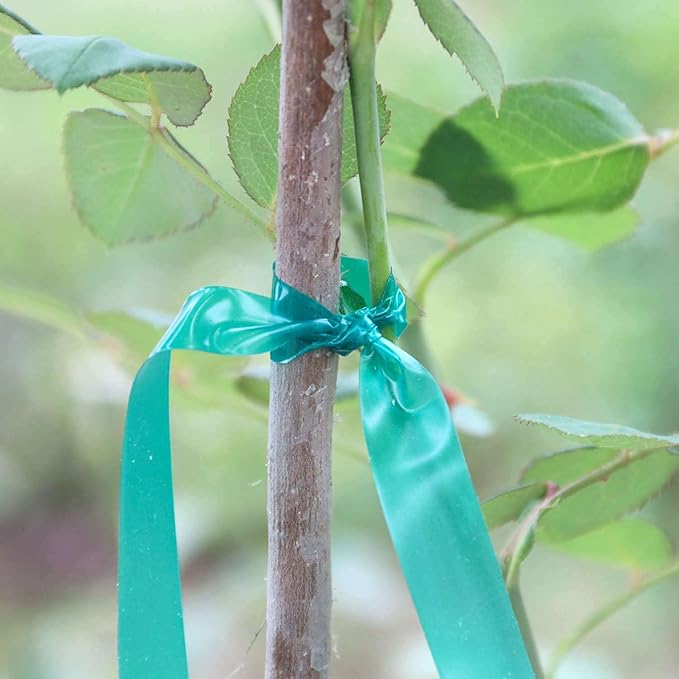 Stretch Tie Tape Roll, 1/2" 150ft Garden Tie Tape, Thick Sturdy Plant Ribbon Garden Green Vinyl Stake Gardening Tools for Indoor Outdoor Patio Plant Use (2 Pack)