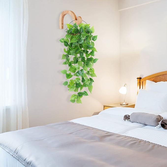 FGSAEOR Arc-Shaped Wooden Plant Hanger Indoor, 7-Inch Hanging Plant Brackets, Wall Mount Hooks for Outdoor Hanging Bird Feeders, Flower Baskets Pots, Wind Chimes, Lanterns