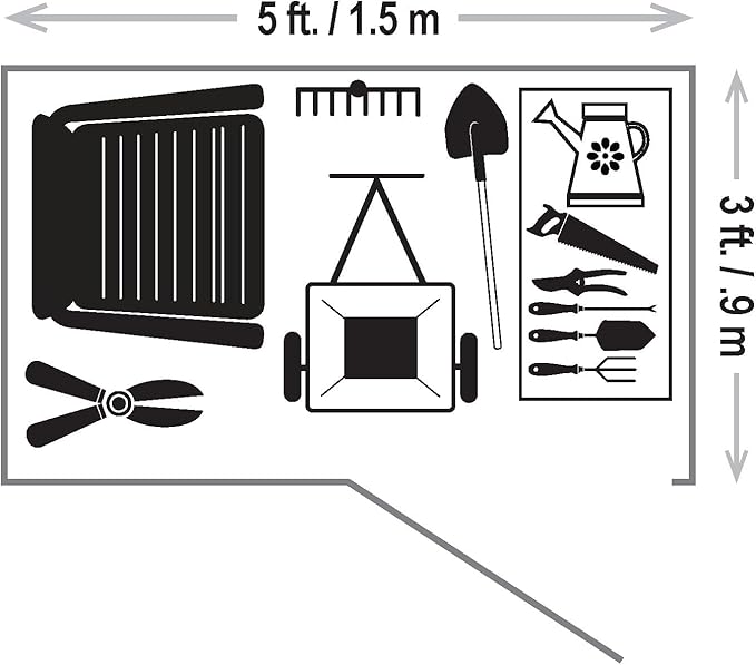 Cover It 5' x 3' Galvanized Steel Outdoor Storage Shed with Pent Roof and Lockable Sliding Doors, Weather-Resistant Steel Storage Shed for Backyards, Tan