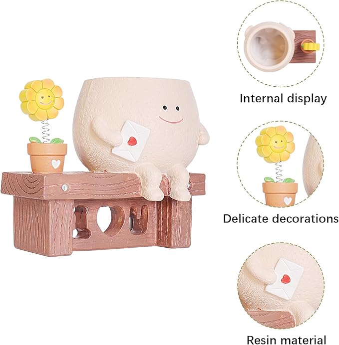 Smiley Face Planter Pots Cute Plant Pot for Plants, Funny Swing Sunflower Pots Succulents Live Planters Gift Idea for Mother Lover Christmas