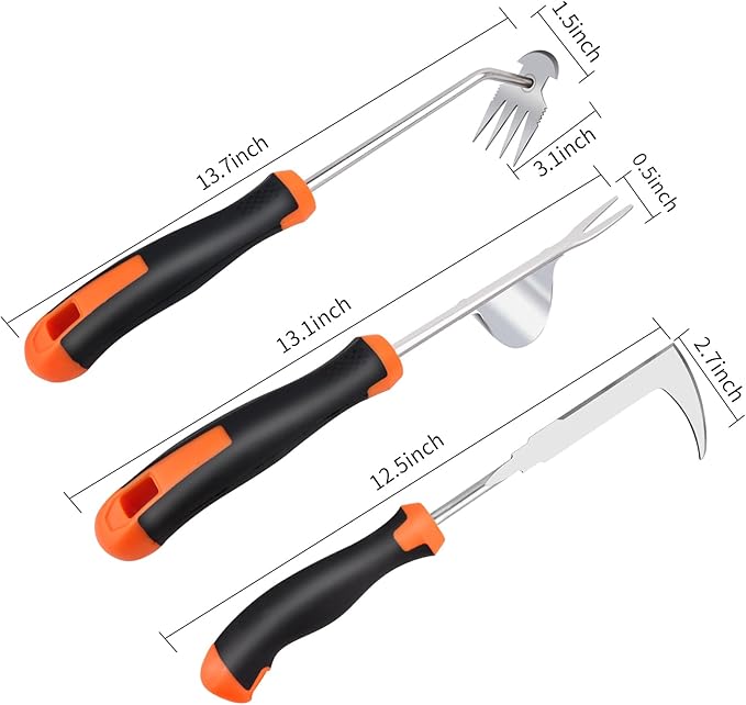 2025 Hand Weeder Tool, Rubber Handle Manual Weeder Puller Tool, Uprooting Weeding Tools, Crack Weeder Crevice, 4 Teeth Weeding Tool, Weeding Artifact Tool for Gardening(3 Pcs)