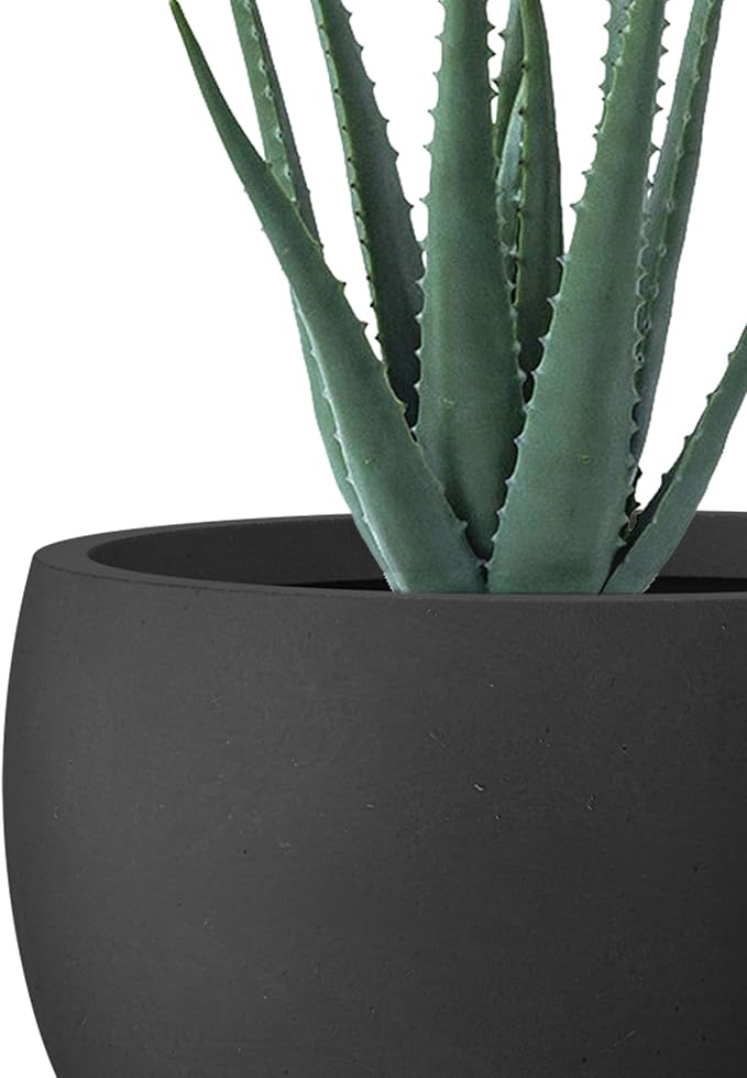 Kante 19.9",15.7",11.8" Dia Round Concrete Planter Set of 3, Outdoor/Indoor Large Bowl Plant Pots with Drainage Hole and Rubber Plug for Garden Patio Balcony Home, Black