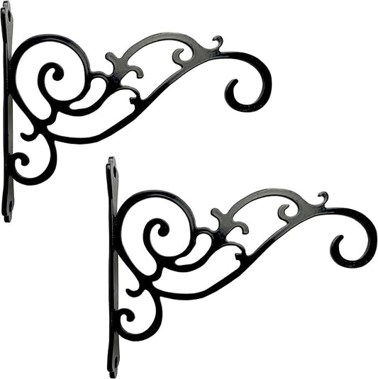 N+A Sunshine Iron Metal Hanging Planter Bracket, 2 Pack Wall Hooks for Hanging Birds Feeders, Latern, Wind Chimes, Coat, Decorative Indoor Outdoor (Black)