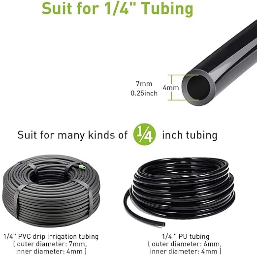50pcs Drip Irrigation Emitters with Stake, Adjustable 360 Degree Water Flow Lock Barbed Dripper for 1/4" Drip Irrigation Tubing,Garden Irrigation Sprayer for (4-7mm) Watering System