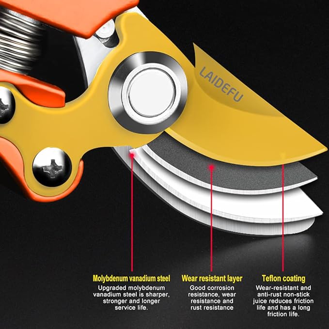 Garden Shears, Pruning Shears for Gardening Heavy Duty with Rust Proof Stainless Steel Blades, Garden Clippers Best Hand Pruners Ergonomic Gardening Tools (MJ-2)