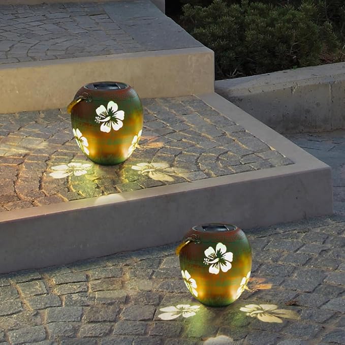 2 Pack Solar Lanterns Outdoor Hanging, Metal Table Solar Lanterns Outdoor Waterproof with Handle, LED Solar Lantern for Patio Lawn Tabletop Decor Christmas Gifts