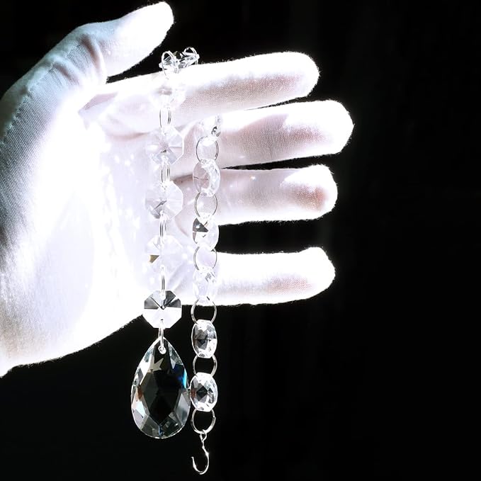 1ft 10pcs Teardrop Crystals Garland, Hanging Chandelier Crystals Prism Beads Chain for Wedding Home Decoration Clear GOLDENHAITAI