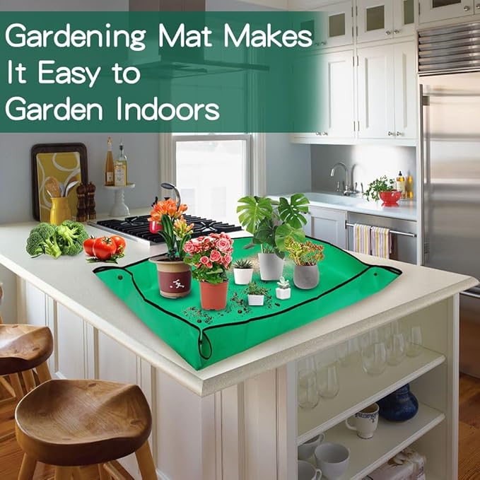 Repotting Mat,Plant Accessories Indoor,Garden Tool Set,Gardening Supplies,Gardening Tools,Indoor Gardening System,Garden Supplies,Gardening Hand Tools,Gifts for Gardeners Woman(Green 39.37*39.37 in)
