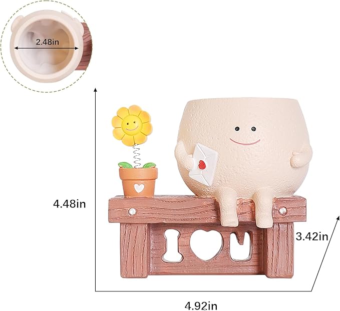 Smiley Face Planter Pots Cute Plant Pot for Plants, Funny Swing Sunflower Pots Succulents Live Planters Gift Idea for Mother Lover Christmas