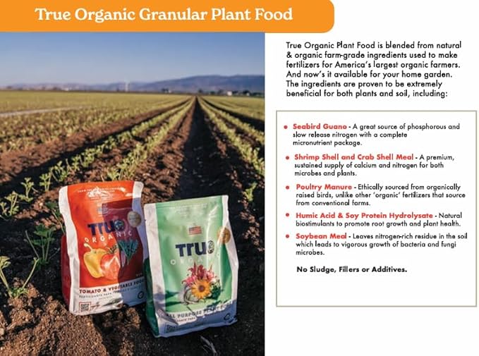 True Organic Bone Meal – Organic Fertilizer for Growth, Flowering, and Fruit Production – 3lb Bag Covers 61 Sq. Ft.