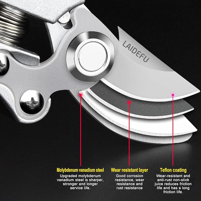 Garden Shears, Pruning Shears for Gardening Heavy Duty with Rust Proof Stainless Steel Blades, Garden Clippers Best Hand Pruners Ergonomic Gardening Tools (MJ-1)
