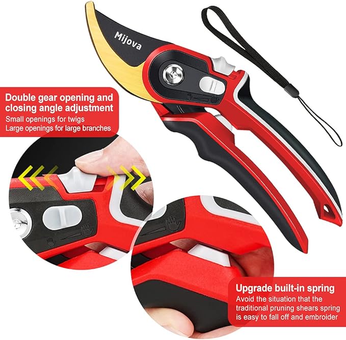 Garden Clippers,Pruners for Gardening,Pruning Shears,Gardening Tools for Trimming Rose,Floral,Tree Plants,Sharp Garden Scissors, Arthritis Weak Hand Snips (MJ004)