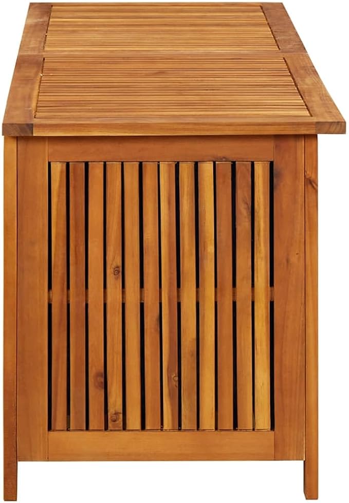vidaXL Outdoor Storage Box, Deck Box with Gas-Lift Lid, Storage Chest with Water-Resistant Zippered Bag Inside, 59.1''x19.7''x22.8'', Solid Acacia Wood