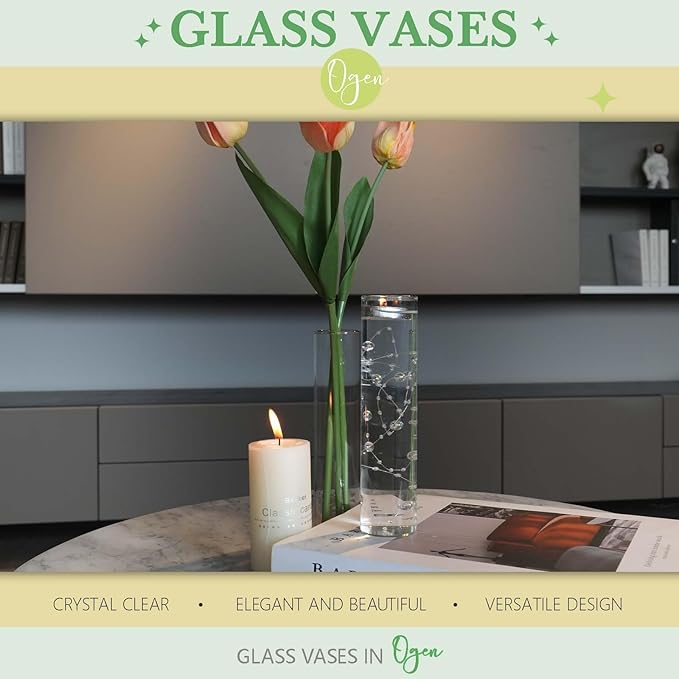 18pcs Glass Vase Cylinder Vases for Centerpieces Small Flower Glass Clear Vases Home Decor Centerpiece Table Flower Vase Decorations for Office Beautification&Holiday 7.5 Inch Tall